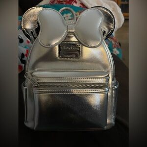 Disney Parks Loungefly 100 years of wonder metallic silver backpack